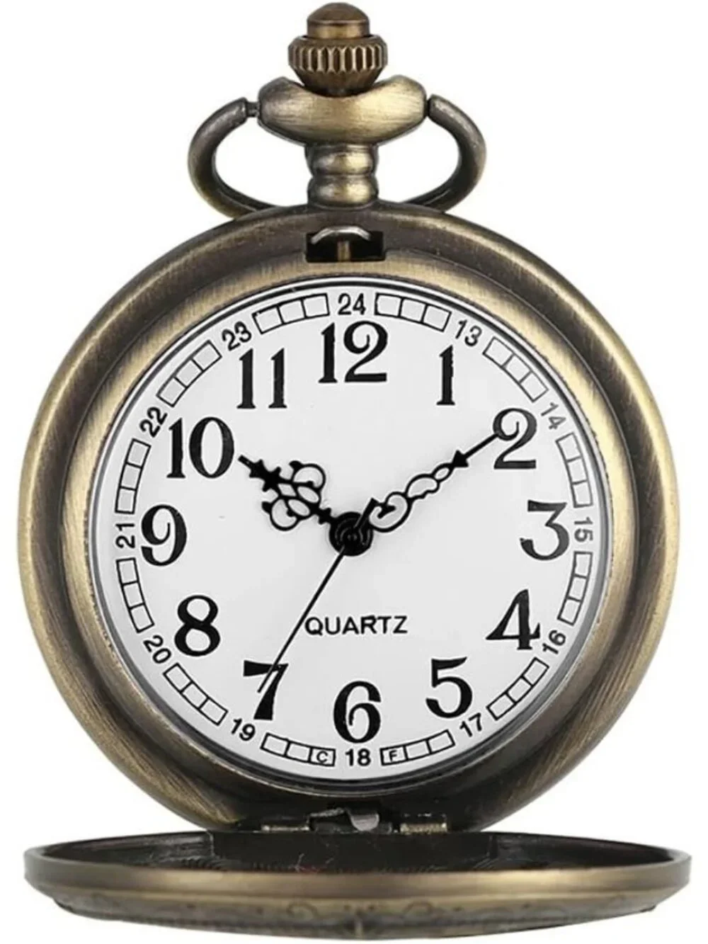 Men's White Vintage Chain Quartz Bronze Vines Necklace Halloween Pocket Watch